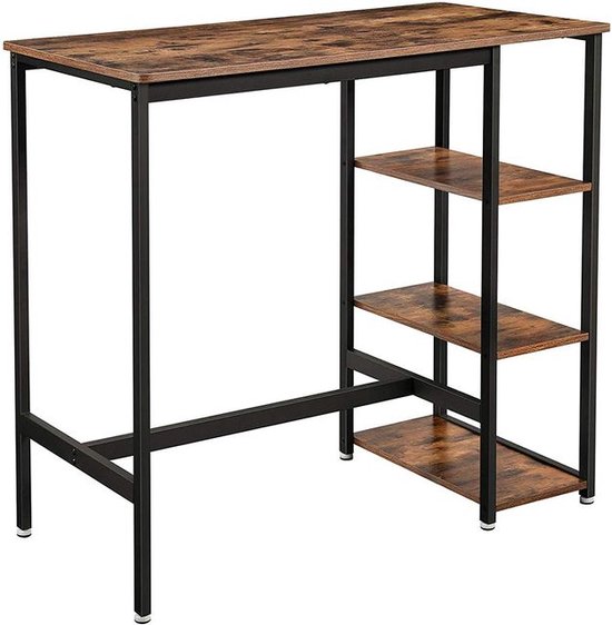 vidaXL Bartafel met opbergrek 102x50x103,5 cm spaanplaat wit, bistrotafel, toonbank tafel, keukentafel, pubtafel, salontafel, ontbijt bartafel