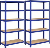 Rootz Storage Rack - Storage Shelves - Heavy-Duty Shelves - Set van 2 Storage Racks - Industrial Storage Racks - 5 Shelves - Blauw - 40 x 90 x 180 cm