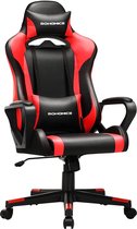 Rootz Gaming stoel - Bureaustoel - Draaistoel - Lendenkussen - Ergonomisch - Hoogte Verstelbaar - Rood - Zwart - Kunstleer - 71 x 63 x (120-130)