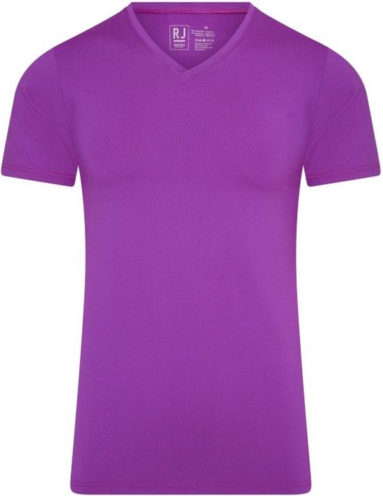 RJ Bodywear Pure Color T-shirt (1-pack) - heren T-shirt met V-hals - donkerroze - Maat: L