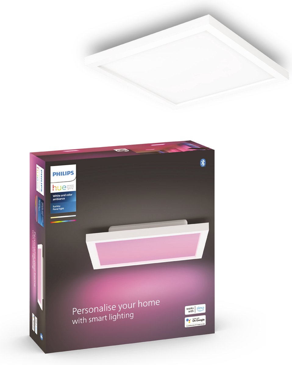 Philips Hue Surimu paneellamp – wit en gekleurd licht – wit – vierkant small — afbeelding 1