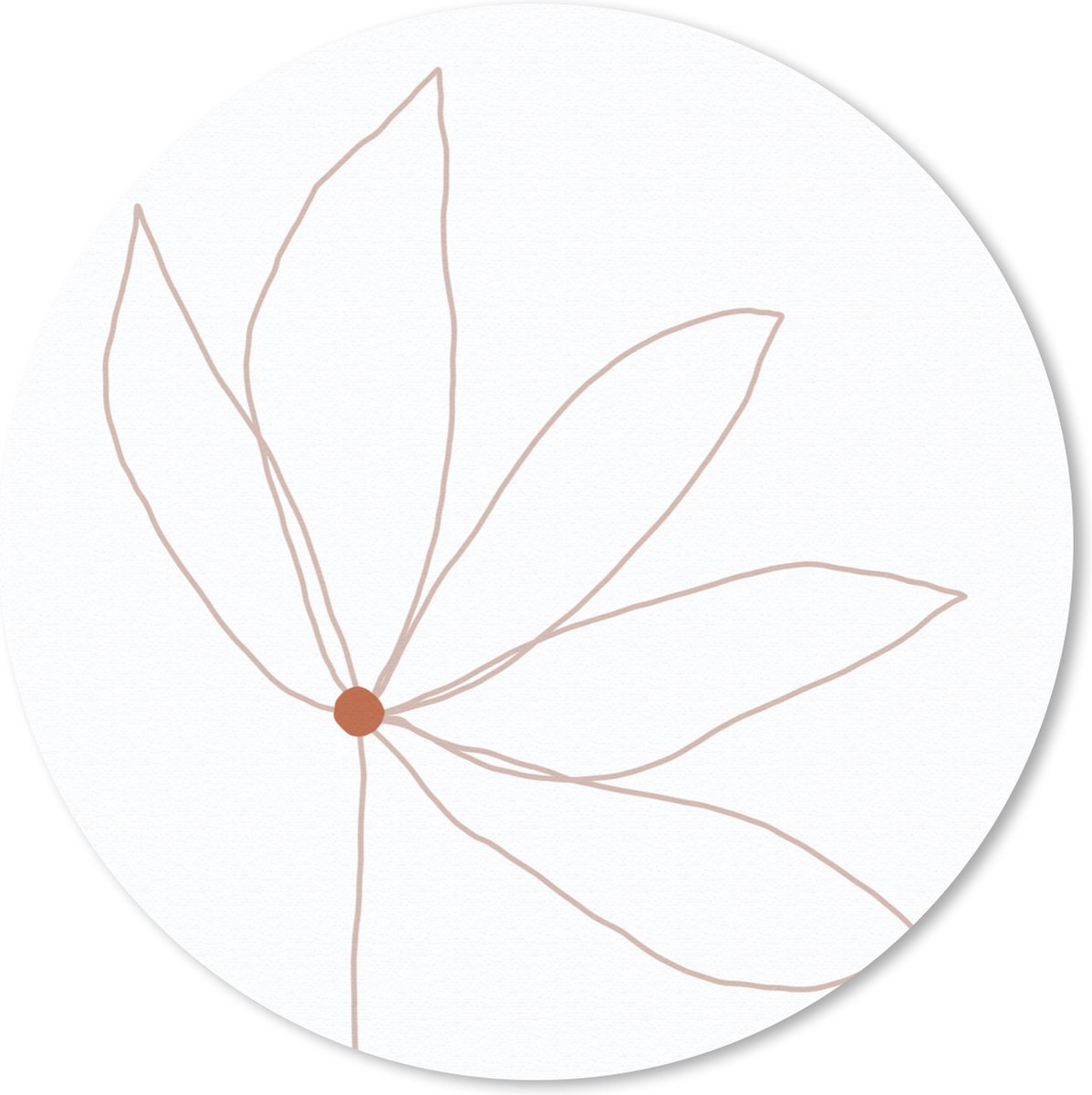 Muismat rond 40x40 cm - Mousepad Minimalisme - Bloemen - Line art - Ronde muismatten