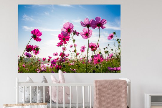 Muurstickers - Sticker Folie - Bloemen - Roze - Cosmea - 120x80 cm - Plakfolie - Muurstickers Kinderkamer - Zelfklevend Behang - Zelfklevend behangpapier - Stickerfolie