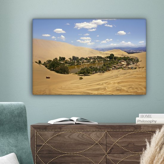 Tableau sur toile Oase au milieu du désert - 90x60 cm - Décoration murale