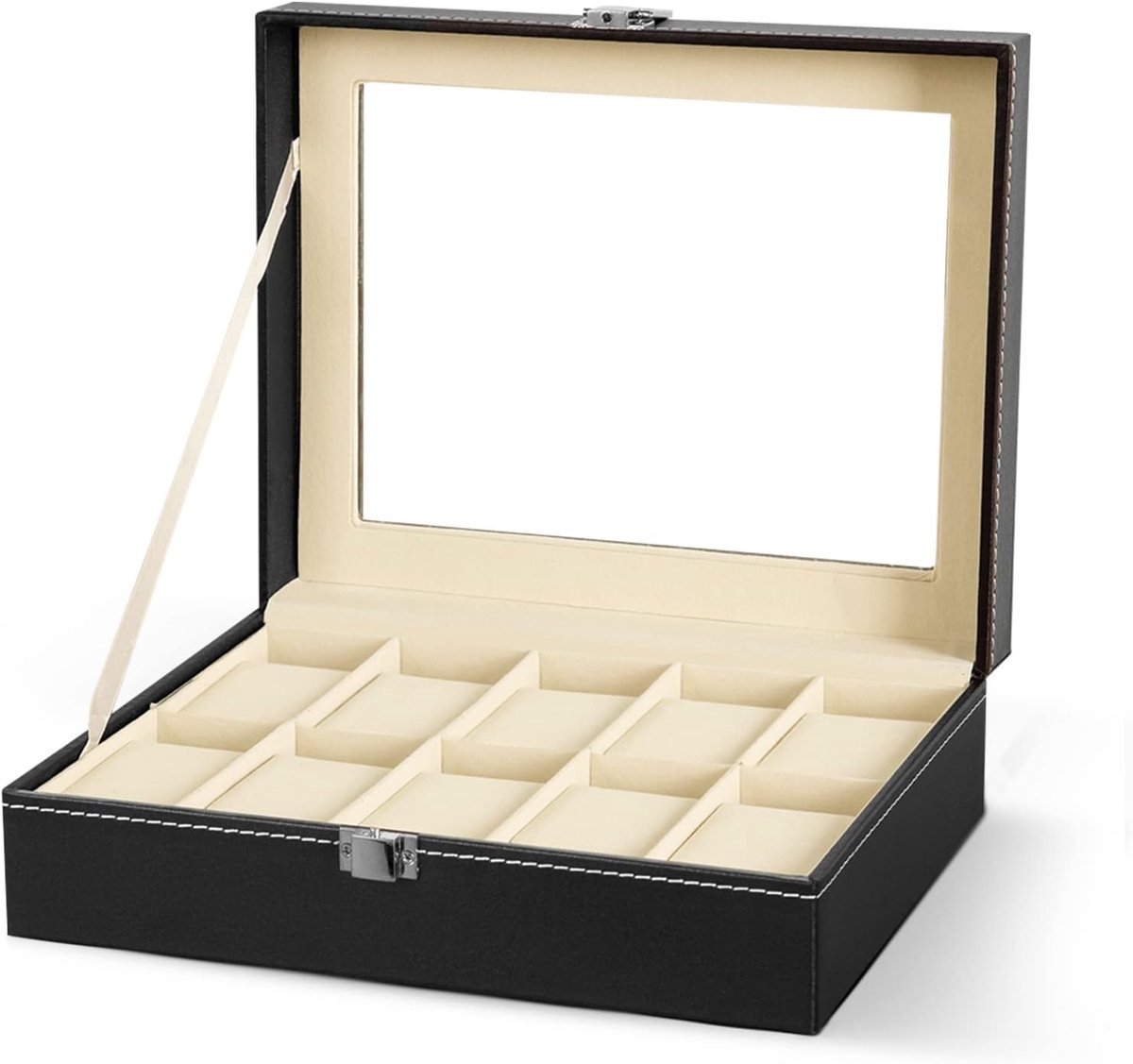 Horlogedoos voor 10 Horloges, Opbergdoos Met Metalen Slot, horlogedoos