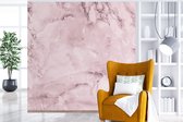 Behang - Fotobehang Marmer - Plamuur - Roze - Breedte 350 cm x hoogte 350 cm