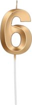 Folat - Kaars cijfer 6 glamour goud metallic 7 cm