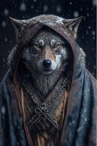 Wandbord Dieren Specials - Wolf In Kledij