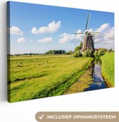 Nature verte aux moulins à vent de Kinderdijk en Europe Toile 60x40 cm - Tirage photo sur toile (Décoration murale salon / chambre)