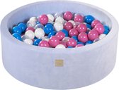Ballenbak VELVET Baby Blauw - 90x30 incl. 200 bollen - Blauw, Wit, Lichtroze, Transparant