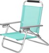 Strandstoel - Draagbare klapstoel - 4-traps verstelbare rugleuning - Met armleuningen - Ademend - Comfortabele buitenstoel - Turquoise