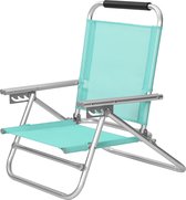 Strandstoel - Draagbare klapstoel - 4-traps verstelbare rugleuning - Met armleuningen - Ademend - Comfortabele buitenstoel - Turquoise