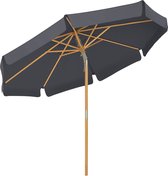 Parasol Saige - 300cm - Rechthoekig - Balkonparasol - Zonwering tot UPF 50+ - Parasolpaal - Gemaakt van hout - Zonder standaard - Tuin - Outdoor - Grijs