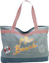 Strandtas XXL Beach Bag - 40 l volume - vakantie - badtas met ritssluiting - shopper van canvas - kleur jeansblauw, blauw, xxl