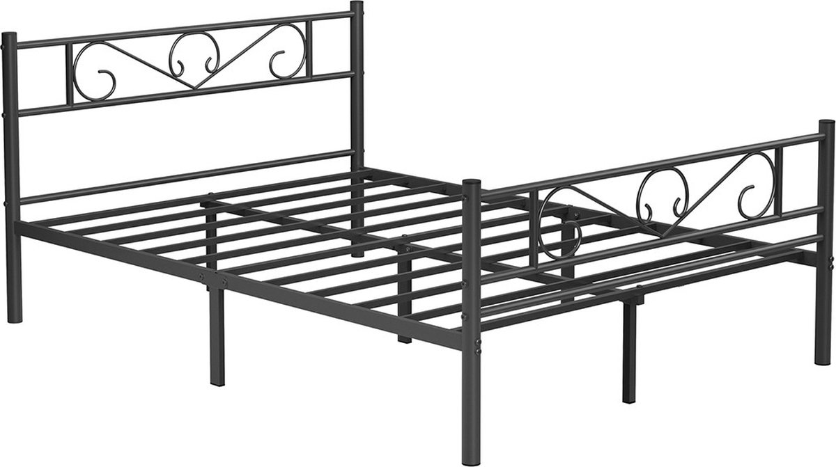 Dubbel bedframe Matias - bedframe - metalen bedframe - past op matras van 140x190cm - logeerbed voor volwassenen - kinderen - eenvoudige montage - voor kleine ruimtes - zwart