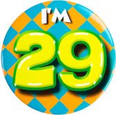 Button 29 Jaar - Button met speld (55mm) - Leeftijd badge - 29 Jaar versiering - Accessoires - Rozet I'm 29 - Verjaardag jongen / meisje / man / vrouw - Button 29 Jaar