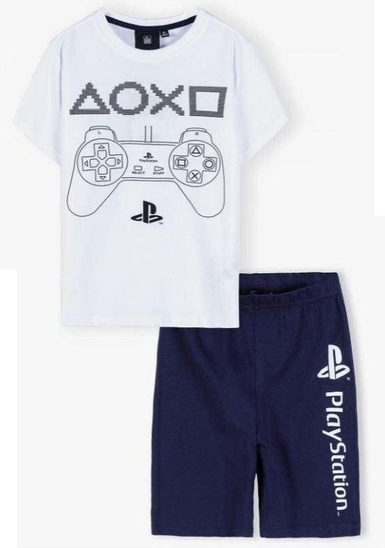 Playstation-Pyjamaset-Shirt-Short-Blauw/Wit-Maat 116