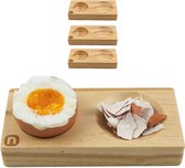 Eierdopjes set van 4 van hoogwaardig hout (grenen) | Praktisch: nooit meer eierschaalresten op borden of tafel | modern, uniek design | perfect voor elke ontbijttafel