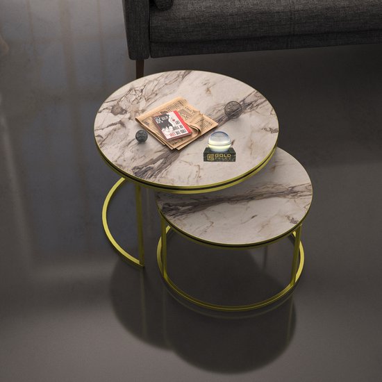 Sierra Salontafel Set | Set van 2 | Luxe design | Bijzettafel | Sofa tafel Ovaal | Woonkamer tafel | Salontafels Rond Ø70 Ø60