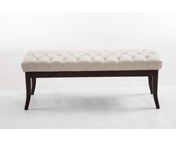 Luxe Chesterfield stijl Halbank Cosmin - Stof - Wit - 120 cm - Bank - Gangbank - Eetbank