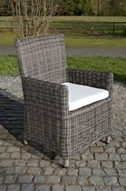 Tuinstoel deluxe - Weerbestendig - Loungestoel look - Wicker - Grijs/wit - Tuinstoelen set van 1