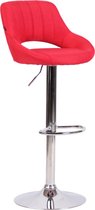 Barkruk Hipo Rood chroom - Stof - Zithoogte 60-81cm - Ergonomische barstoelen - In hoogte verstelbaar - Set van 1 - Met rugleuning - Voor keuken en bar