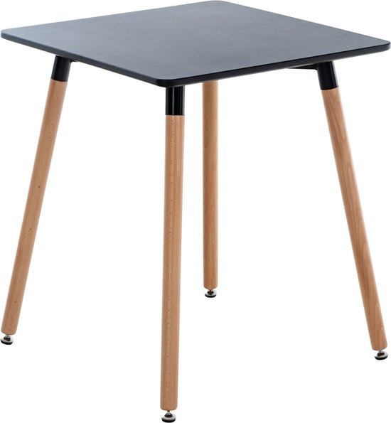 Bijzettafel XL - Extra hoog - laptoptafel hout - Keukentafel bar - Ontbijt - Bed - Vierkant - Zwart - 60x60x70cm