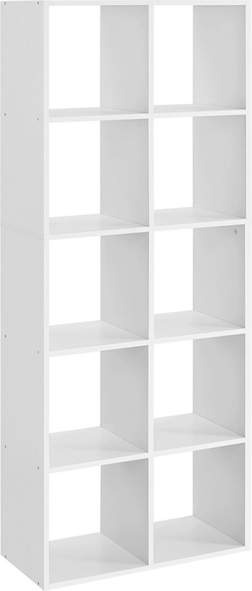 Boekenkast Rula - Wit - 10 vaks - Boekenplank - Woonkamer, slaapkamer en kinderkamer - Hout - MDF