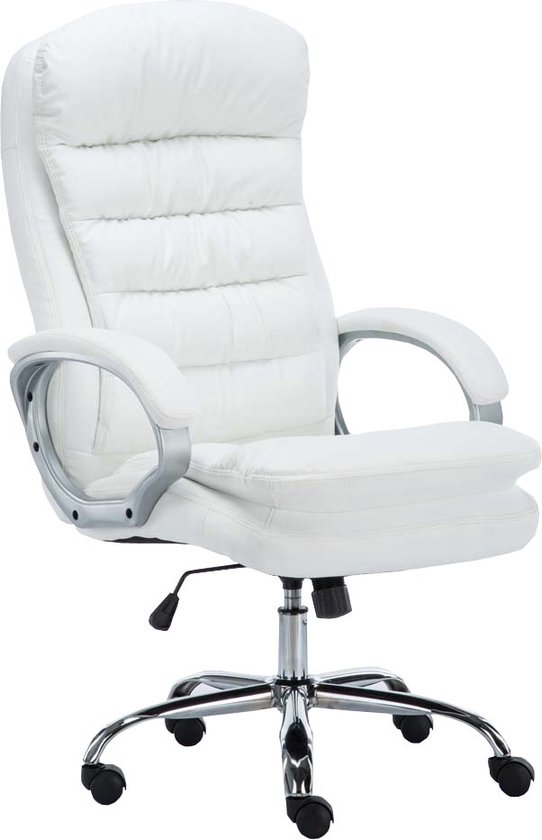 Panfilo Bureaustoel Modern - Wit - Op wielen - Kunstleer - Voor volwassenen - Ergonomische bureaustoel - In hoogte verstelbaar 45-52cm