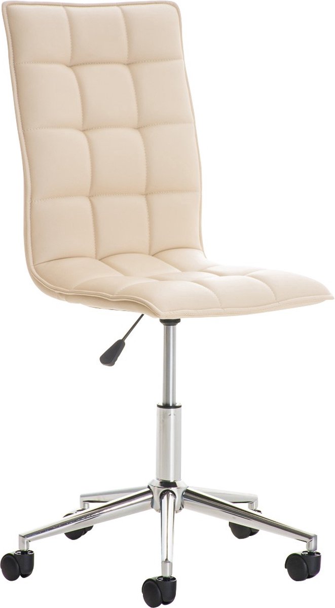Bureaustoel Bratt - Op wielen - Crème - Voor volwassenen - Kunstleer - Ergonomische bureaustoel - In hoogte verstelbaar 52-58cm