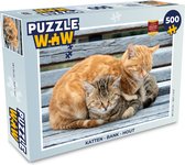Puzzel Katten - Bank - Hout - Legpuzzel - Puzzel 500 stukjes
