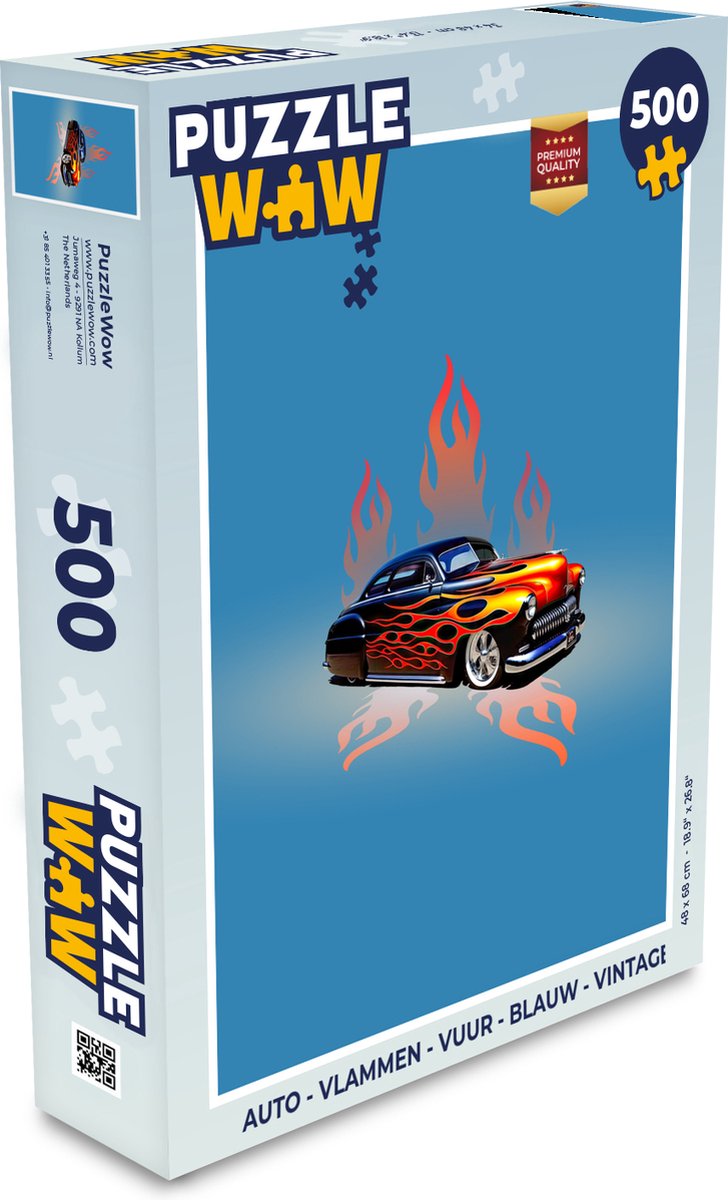 Puzzle Voiture - Flammes - Feu - Blauw - Vintage - Puzzle - Puzzle 500  pièces