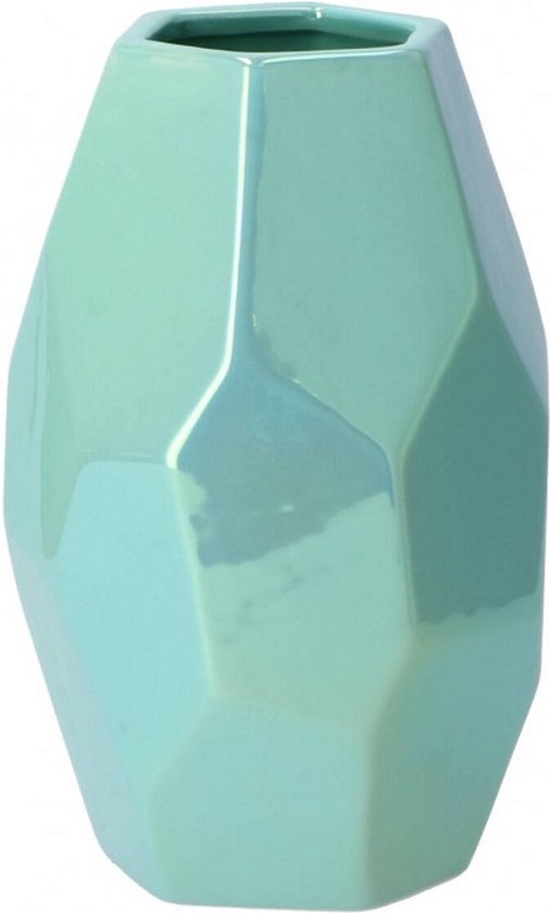 Daan Kromhout - Daira - Vaas - Parel Turquoise - Geometrische vaas -  13x20cm - Keramiek | bol.com