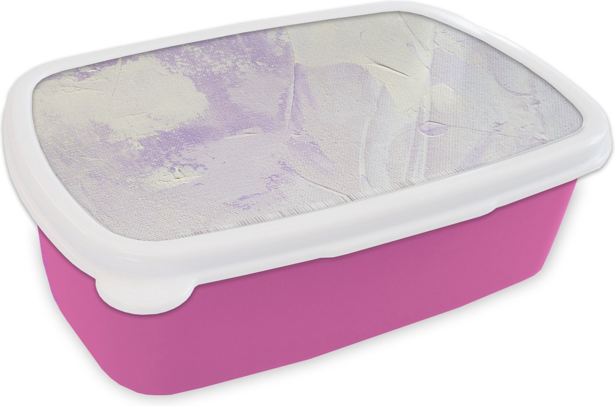 Broodtrommel Roze - Lunchbox - Brooddoos - Abstract - Verf - Design - 18x12x6 cm - Kinderen - Meisje