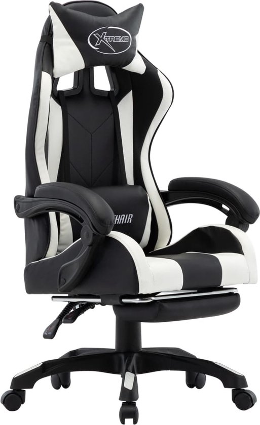 vidaXL-Racestoel-met-voetensteun-kunstleer-wit-en-zwart
