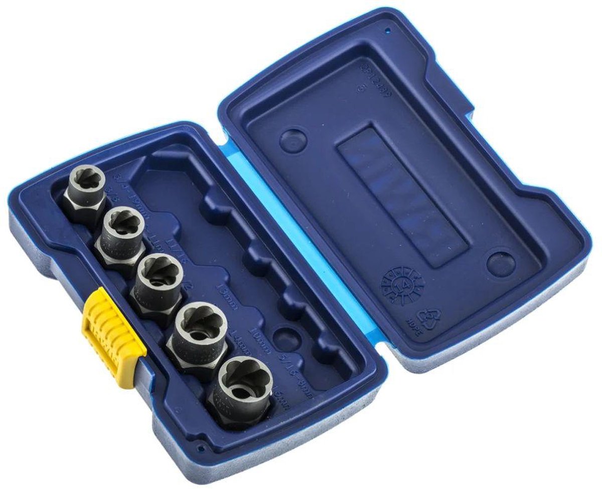 Irwin 5-delige bout exctractieset (basis): 3/8”, 7/16” (11 mm), 1/2”, 9/16” (14 mm), 5/8” (16 mm) - 10504634