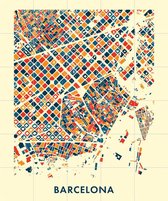 IXXI Barcelona Mosaic City Map - Wanddecoratie - Grafisch Ontwerp - 100 x 120 cm