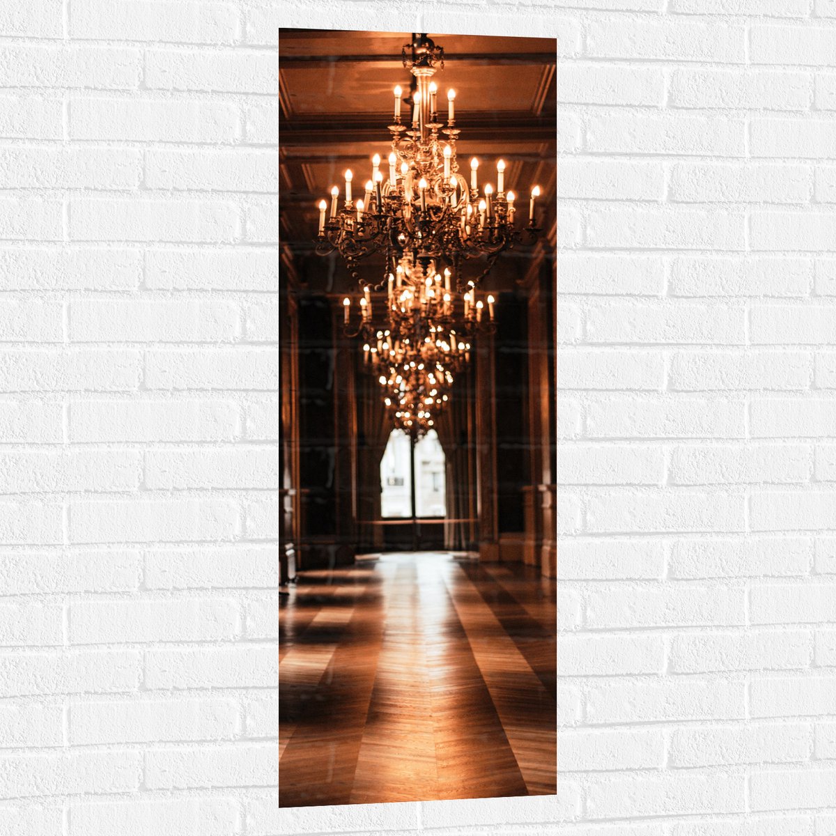 Muursticker - Kroonluchter in de Hal - 40x120 cm Foto op Muursticker