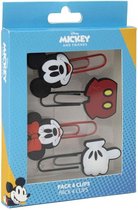 Clip Mickey Mouse - 4 Stuks Rubber Plastic - Paperclip