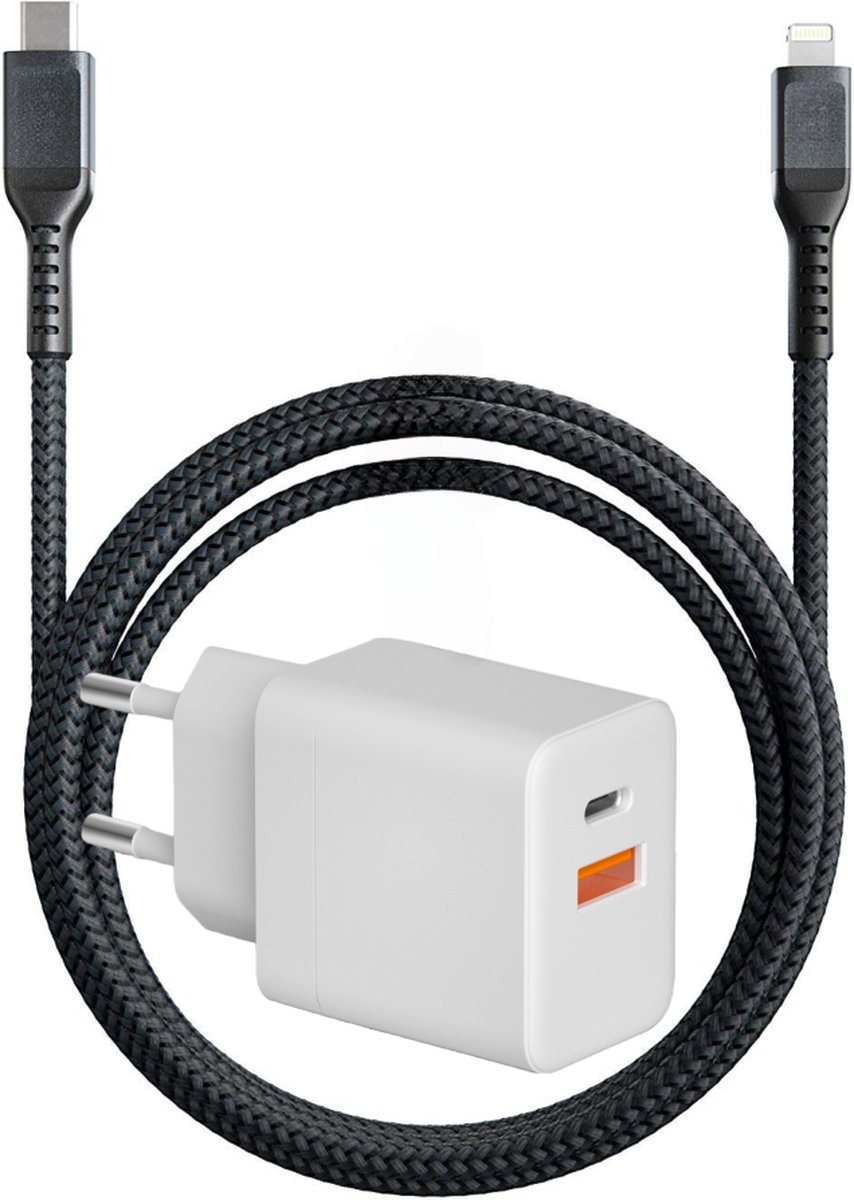 35W USB C Snellader + Geschikt voor iPhone Oplader - 2 Meter - Geschikt voor iP 14/13/12/11/Xr/Xs/Xs Max/8/8 Plus/Pro - Oplaadstekker