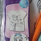 Kleur je eigen T-shirt - Disney assepoester - maat 98/104 - Color your own T-Shirt - Met 5 textiel stiften - Tekenen - Knutselen
