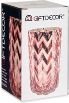 Giftdecor - Bloemenvaas - luxe decoratie glas - roze - 11 x 20 cm - vaas