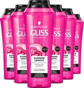 SCHWARZKOPF Gliss Kur Hair Repair Shampoo - Supreme Length - Voor Lang Haar Mét Vette Wortels - 250ml x6
