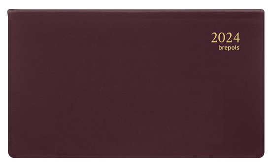 Foto: Brepols agenda 2024 omniplan horizontaal seta pvc uitneembaar abc 16 x 8 9 cm spiraal bordeaux