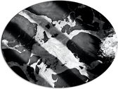 Dibond Ovaal - Zwart met Witte Mix van Kleuren - 68x51 cm Foto op Ovaal (Met Ophangsysteem)