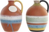 Vase DKD Home Decor 14,5 x 14 x 20 cm Terra cuite Multicolore (2 Pièces)