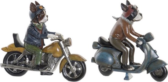 Decoratieve figuren DKD Home Decor Hars Hond (2 pcs) (27 x 10 x 24 cm)