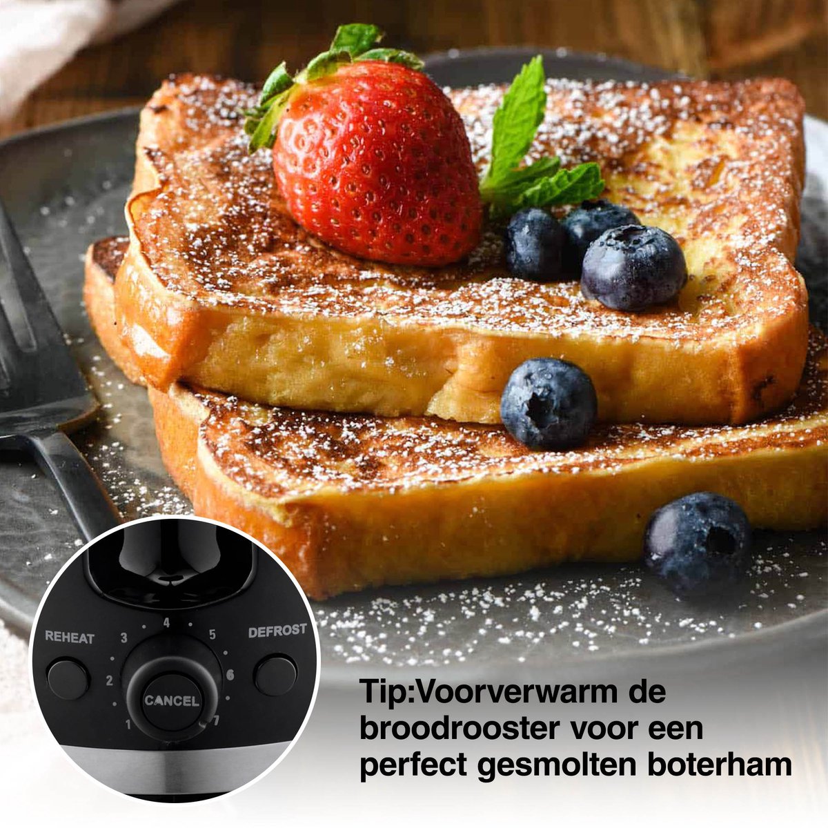 Omea Broodrooster Zwart - Broodrooster met Tostiklemmen - Retro - Extra Brede Sleuven - 7 Warmteniveaus - 850W thumbnail 6