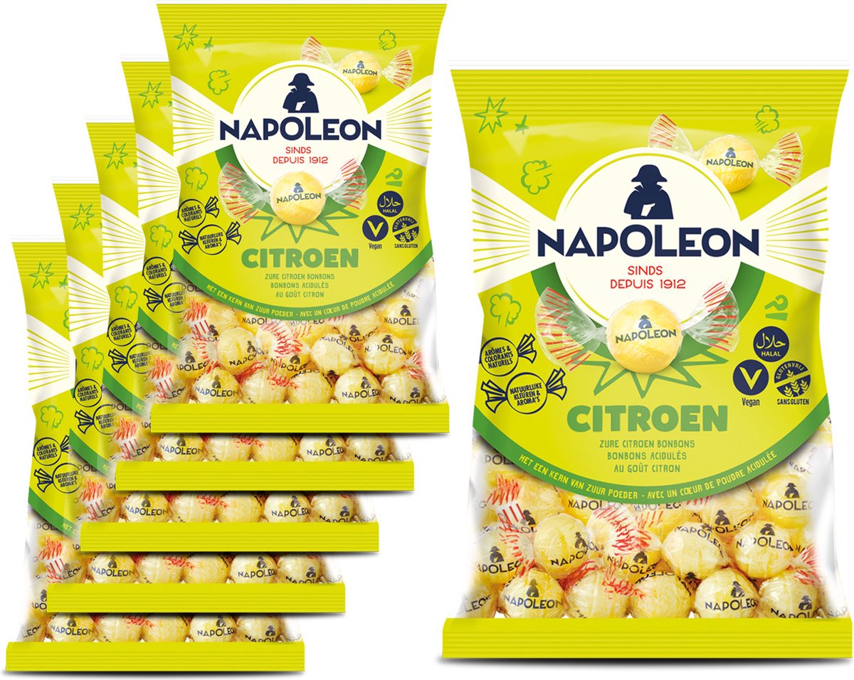 6 Zakken Napoleon Lemon Kogels á 150 gram - Voordeelverpakking Snoepgoed