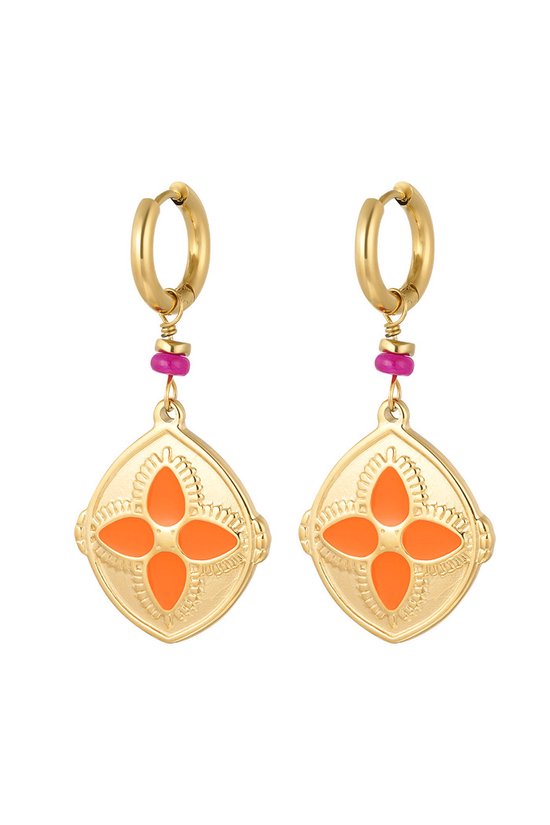 Boucles d'oreilles pendantes d'Oreilles Bijoutheek Trèfle Oranje